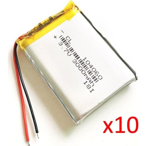 10 pcs 3.7V 3000mAh full capacity Lithium Polymer LiPo Rechargeable Battery 104060 fit For Camera tablet PC PAD DVD Power bank
