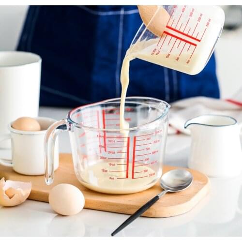 500ML/1000ML Measuring Scale Cup Transparent Heat Resitant Tempered Glass Milk Cups Home Bakeware Cooking Tools Kitchen Utensils