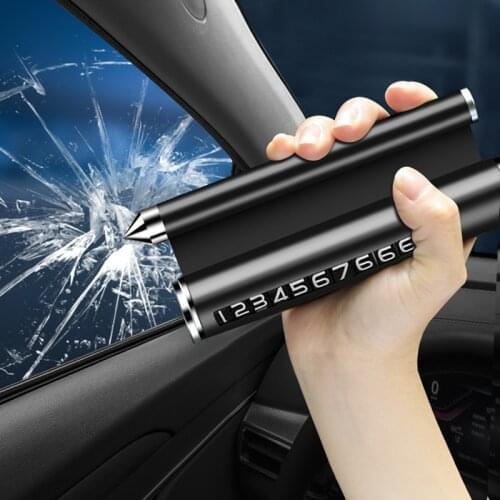 Multifunction Car Temporary Parking Card Car Air Freshener With Alloy Window Breaker Phone Holder Auto Aromatherapy Accessories