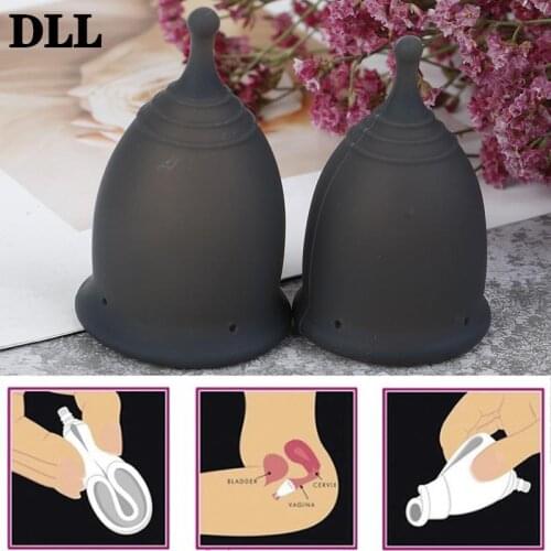 Reusable Silicone Cup Menstrual Medical Lady Cup Collector Menstrual Black Color Menstrual Cup For Women Feminine Hygiene