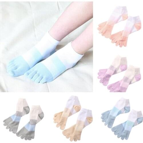 Men Womens 100% Cotton Toe Socks Five Finger Ankle Breathable Sports Socks Striped Toe Socks Athletic Socks