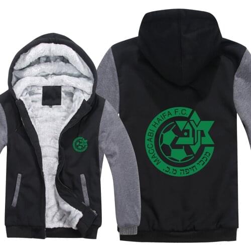 2021 Maccabi Haifa Hoodies Mens Zipper Coat Fleece Thicken Man Maccabi Haifa Sweatshirt Pullover