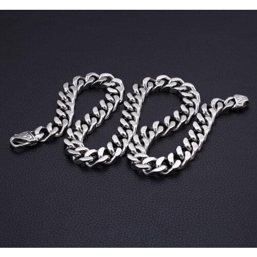 Domineering Mens Titanium Steel Necklace Thick and Wide Whip Chain Denim Flat Waist Silver color Chain Necklace