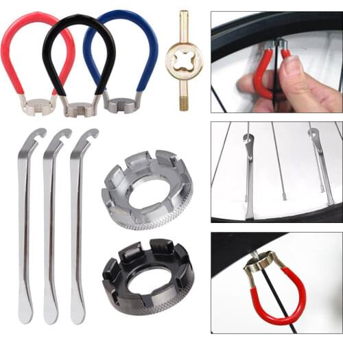 1Set Bicycle Spoke Wrench kit Cycle Spoke Nipple Key Set Carbon Steel MTB Mountain Road Bike Nipples Spanner Repair Service Tool