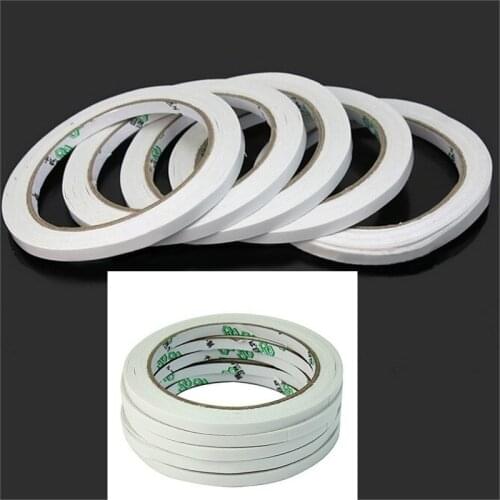 One Or 10 Rolls 6mm*18m White Double Sided Adhesive Tape Sticker Gel Adhesive Double Sided Tape Office School Supplies