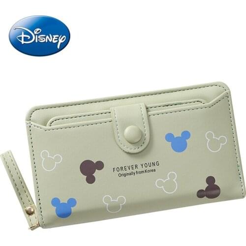 Genuine Disney PU Wallet Mickey Minnie Anime Modeling Female Wallet Multifunctional High Capacity Card Holder Girls Coin Purse