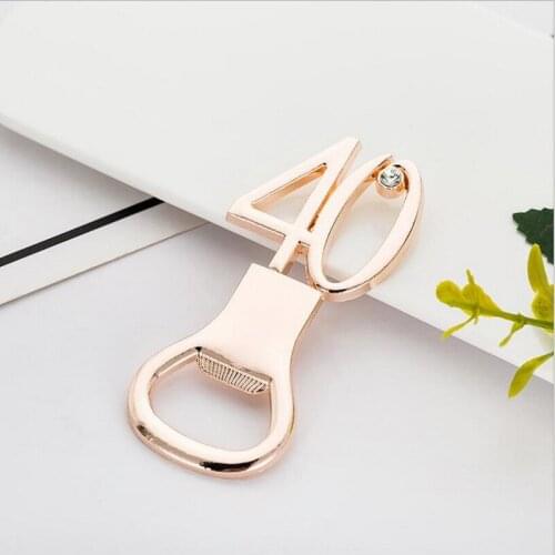12PCS Gold 40th Design Wine Bottle Openers Wedding Anniversary Gift Birthday Keepsake Party Giveaways For Guest