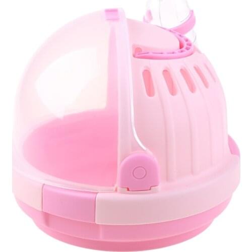 Small Pet Handheld Hamster Cage Portable Travel Carrier Outdoor Carrying Case with Water Bottle for Guinea Pig Hedgehog