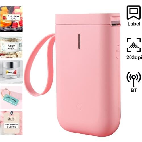 Portable Thermal Label Printer Wireless BT Label Maker Sticker Machine with 1 Label Roll Portable Pocket Home Office Fast Print