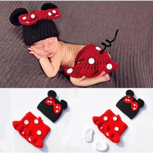 Baby Girls Photography Props Clothes for Newborn Outfits Infant Knitted Crochet Hat Dress Diaper Shoes Set Handmade Costume