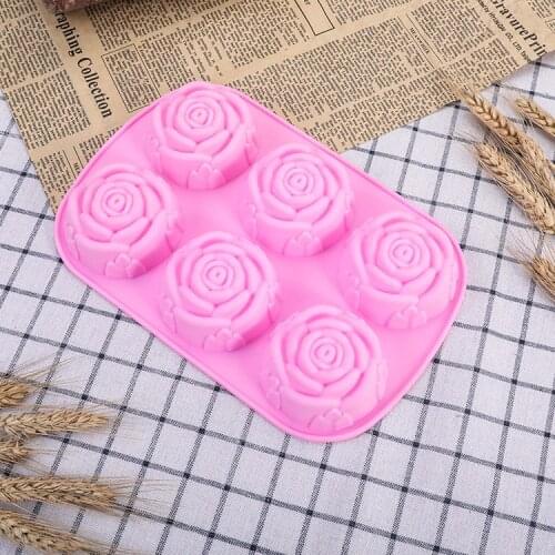 6 Hole Epoxy Resin Silicone Mold Rose Shape Soap Mold Silicone Baking Mold Tray Homemade Handmade Diy Moulds