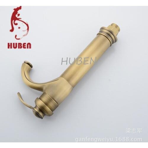 Tiger Ben basin faucet hot and cold taps all copper antique European heightening retro sink faucet faucet hole on stage