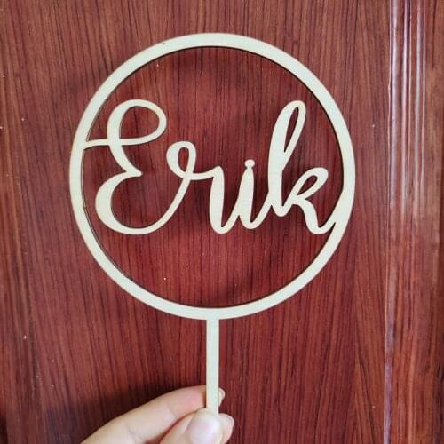 Custom name birthday cake topper,Wooden birthday cake card,Cake decoration for childrens birthday party,Birthday gift