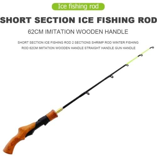 Ice Fishing Rod Wooden Handle River Shrimp Carp Winter Fishing Pole Tackle Childrens Portable Ultralight Baitcasting Fishing
