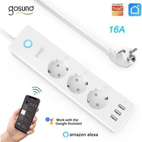 Gosund 16A Wifi Smart Power Strip With 3 USB Ports EU Independent Switch Multi-Plug APP Tuya Smart Life Alexa And Google Home
