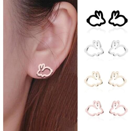 BLUELANS Sweet Hollow Rabbit Ear Studs Bunny Earrings Women Party Jewelry Easter Gift
