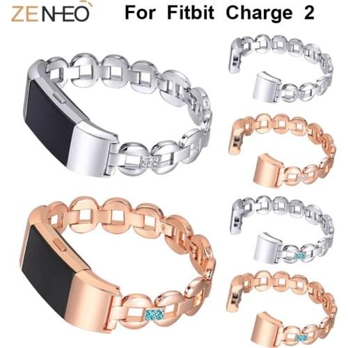Womens bracelet watch strap For Fitbit Charge 2 Metal Straps watchband Rhinestone for Fitbit Charge 2 wristband Drop shipping
