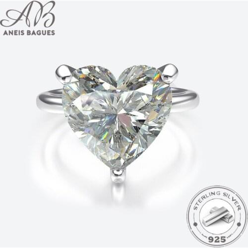 Aneis Bagues Sparkling 9 Carats Heart-shaped Created Moissanite Wedding Rings For Women 925 Sterling Silver Fine Jewelry Gift