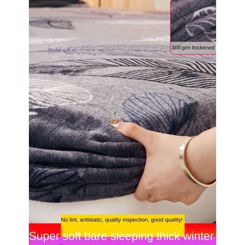Winter Warm Solid Flannel Elastic Band Fitted Sheet Mattress Cover Super Soft Queen King Size Bed Sheet and Pillowcases