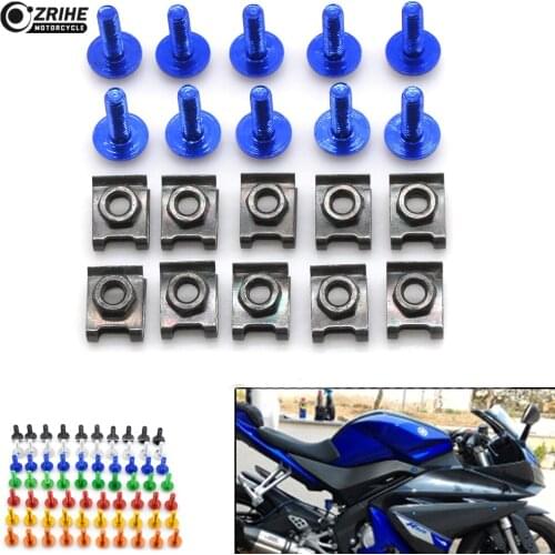 10PCS Aluminium 6MM Motorcycle Fairing Bolts Fastener Clips Screw Nuts For 85 XC SX 17-14 19/16 950 Adventure S SM R