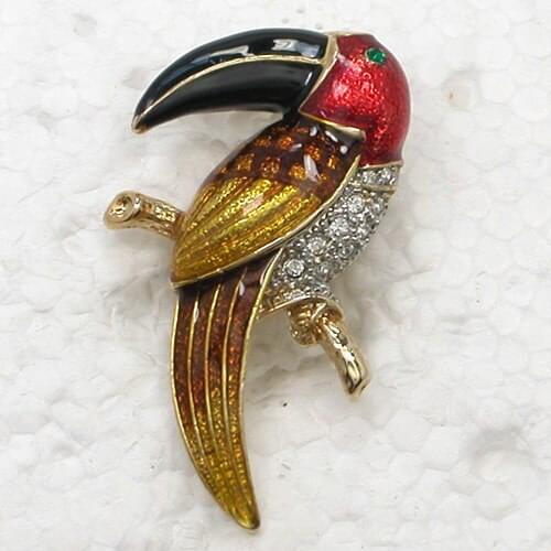 12pcs/lot Wholesale Fashion Enamel Brooch Rhinestone Woodpecker Pin brooches C102138