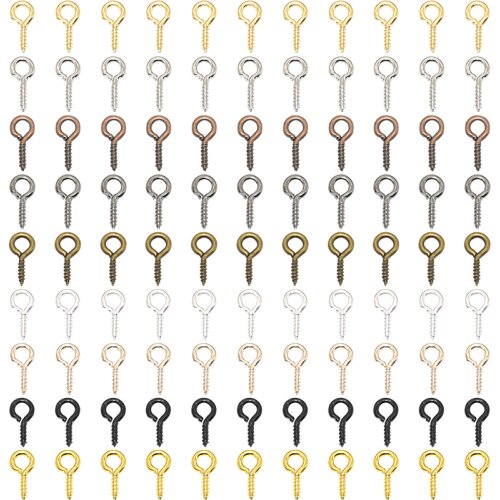 200pcs Small Tiny Mini Eye Pins Eyepins Hooks Eyelets Screw Threaded 9 Colors Clasps Hook For DIY Jewelry Making Findings