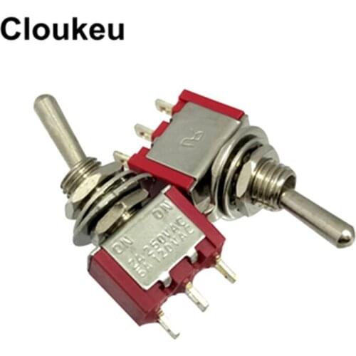 5Pcs MTS-123 6MM Red Reset 3Pin/3File (ON)-OFF-(ON) Rocker switch Toggle Switch 2A250V 5A120V