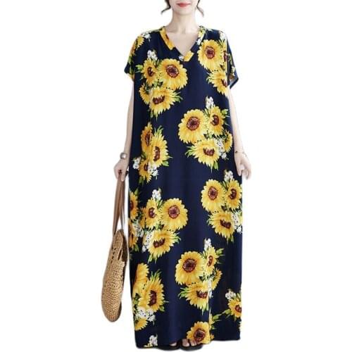ARCSINX Summer Dress Women Plus Size 3XL 4XL 5XL 6XL 7XL Oversized Dresses Woman Cotton Floral Sundresses Female 8XL 9XL 10XL