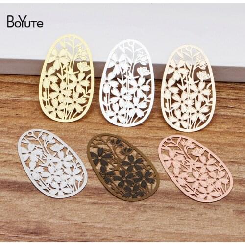 BoYuTe (20 Pieces/Lot) 40*25MM Metal Brass Hollow out Flower Sheet Pendant Diy Hand Made Earrings Jewelry Making Accessories