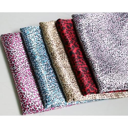 By Meter Small Leopard Print Satin Fabric Scarf Gown Pyjamas Material Lining Africa