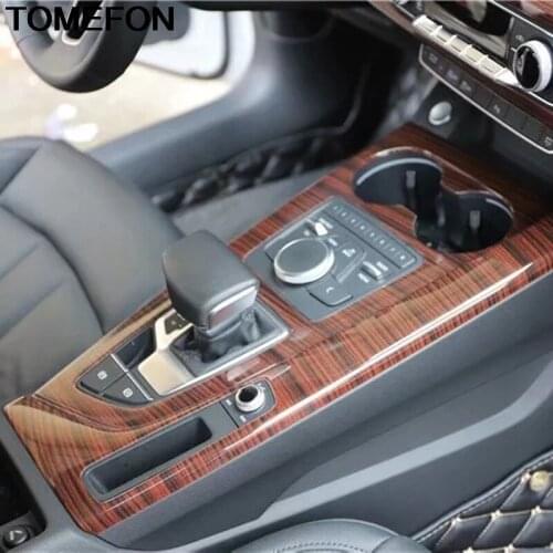 TOMEFON For Audi A4L A4 B9 2016 2017 2018 LHD Center Console Gear Shift Panel Cover Trim Interior Accessories ABS Carbon Fiber