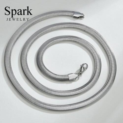 Spark 1.5/2.2/2.9mm Stainless Steel Snake Blade Chain Necklace For Women Men Solid Flat Chain Necklaces Punk Jewelry Party Gift