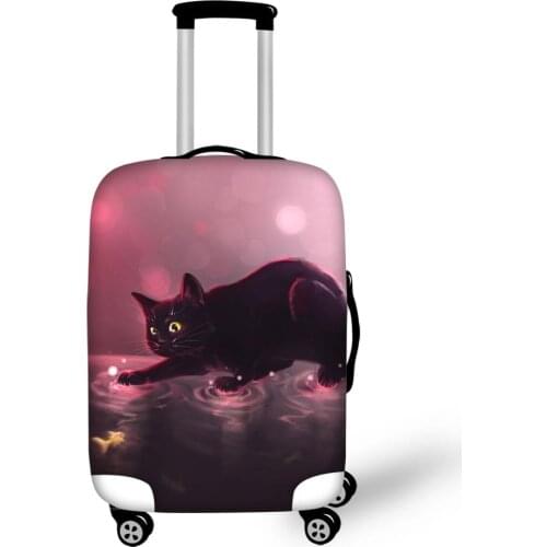 HaoYun Protective Suitcase Cover Fantasy Black Cats Pattern Elastic Dust-proof Luggage Cover Water-proof Luggage Accessories