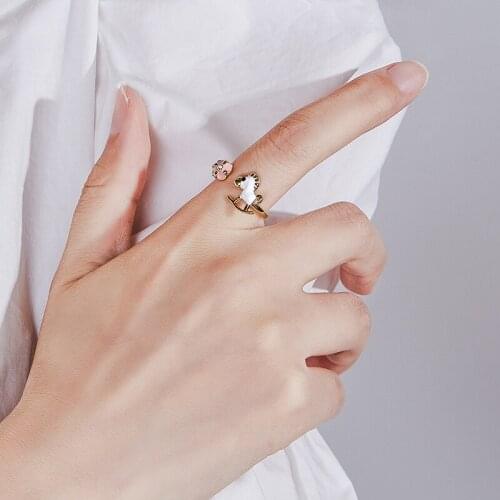 Dara Girl Series Cute Horse Index Finger Open Ring Trendy 2021