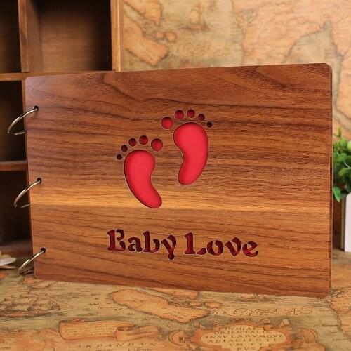 Baby Grows Photo Album Quality Wood Handmade Wedding Photo Album Black Card Personalized DIY Photo Albums 10 Pages