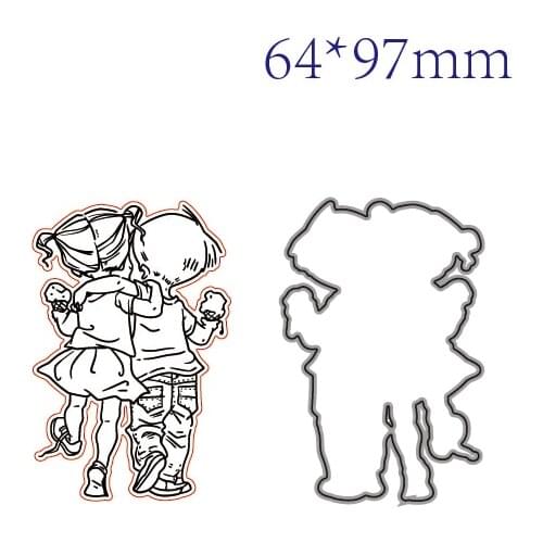 Children Hug Transparent Silicone Rubber Stamp And Metal Die Sheet Cling Scrapbooking DIY Cute Pattern Photo Album