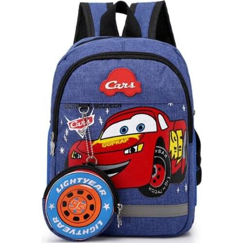 Disney Kids Boy Girl 3D Car Backpack Schoolbag Kindergarten Bags Child Cartoon Travel Plush Toy Backpacks Gift