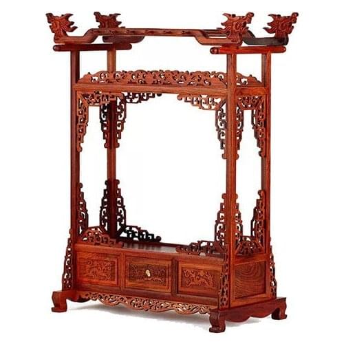 Two rows of carved mahogany high-end dual faucet penholder pen hanging 12 Rosewood hang Wen room boutique wholesale furnishings