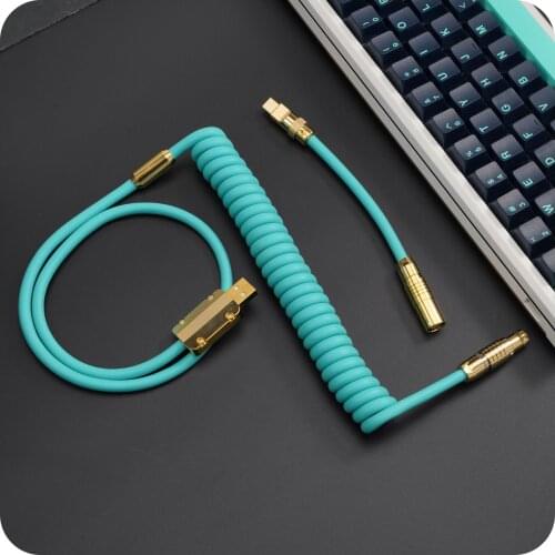 GeekCable Gold+Tiffany for Mechanical Keyboard Manual DIY Customized Mechanical Keyboard Data Cable Super Elastic Series Type C