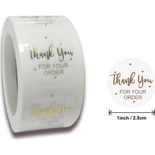 Round Gold Foil Thank You For Your Order Stickers 1 inch Wedding Pretty Gift Cards Envelope Sealing Label Stickers