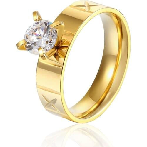 Hot fashion stainless steel Colour gold crystal X rings for women