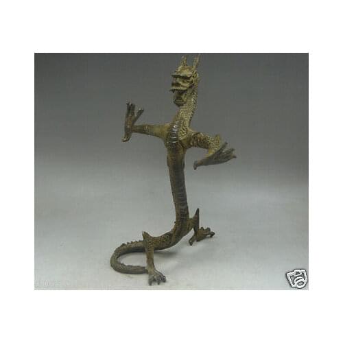 Copper Brass craft Decoration Collection CHINESE OLD COLLECTIBLE HAND CARVED DRAGON STATUE