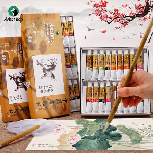 Maries Chinese Painting Pigment Color Tubes Watercolor Sets 5/12ML 12/24/36 Colors for Students, Beginners and Painting
