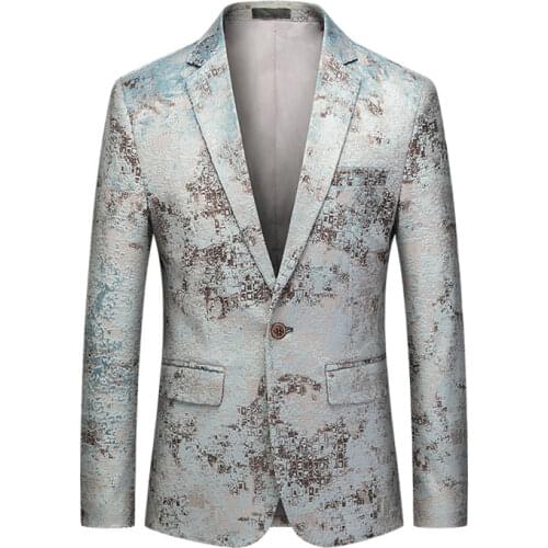2021 new mens suit jacket fashion printing mens casual wedding jacket stage party business casual single blazer M-6XL