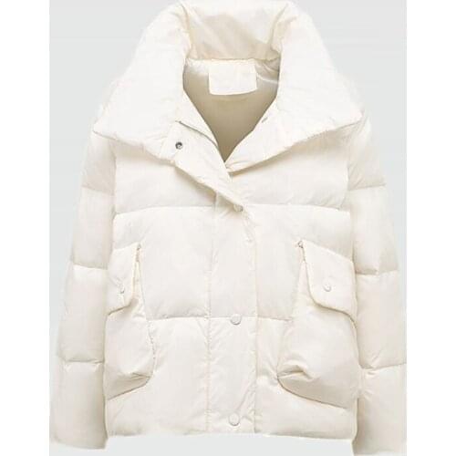 2021 New Arrival Winter Duck Down Coat Womens Stand Collar Thick Short Puffer Bubble Jacket Ladies Loose Snow Casual Outwear