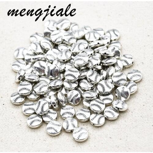14pcs Wholesale Vintage Metal Alloy Baseball Spacer Beads For Jewelry Making Necklace DIY Supplies