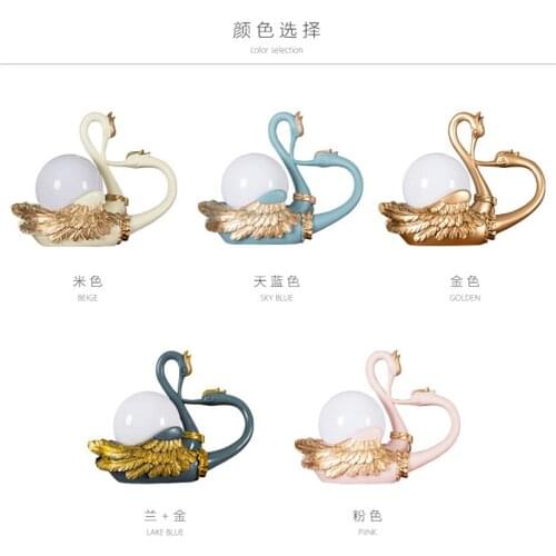 Couple Swan Table Lamps Bedroom Bedside Table Lights Home Living Room Study Exhibition Clothing Store Retro Art Deco Gift Lamps