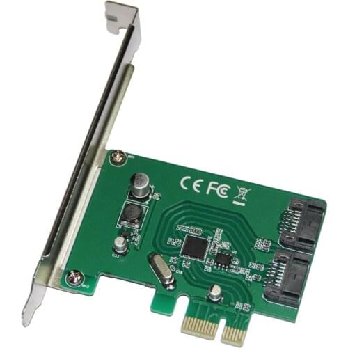 PCI-E SATA3.0 Riser Card PCIE to SATA3.0 Adapter ASM1061 Chip 2XSATA3.0 Interface 6.0GB/S for Desktop