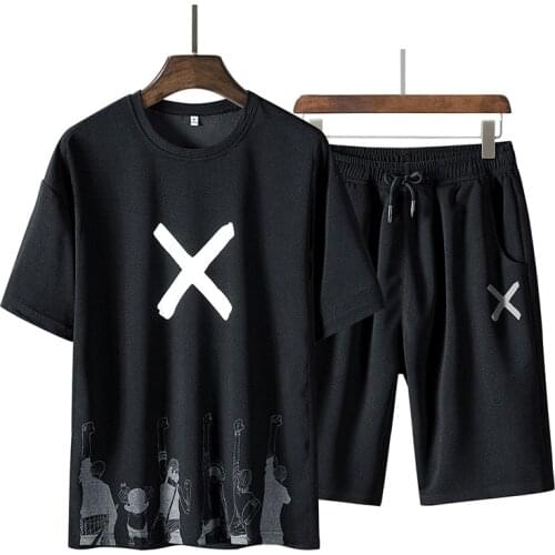 Casual Men Sets Summer Solid Sports Suit Two Piece T Shirts+Shorts Mens Sportswear Jogger Slim Fit Tracksuit Quick Dry M-3XL