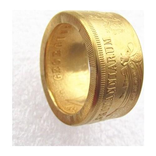 UK 5 Pounds 1826 Coin Gold Plated Coin Ring Handmade In Sizes 9-16